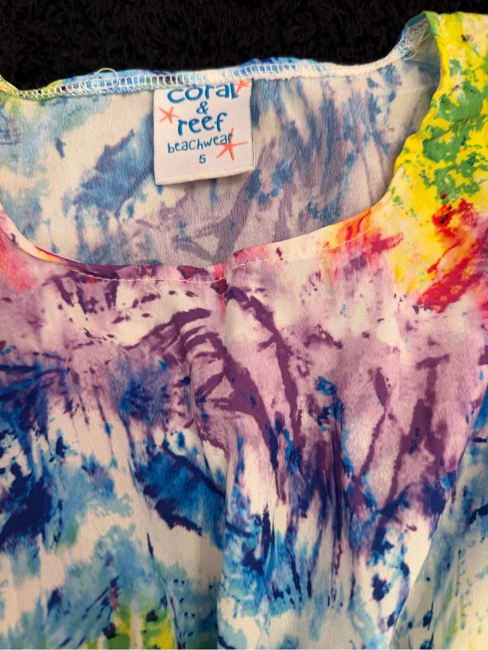 Coral & Reed Girl's Multicolor Tie-Dye Pom Pom Top Coverup